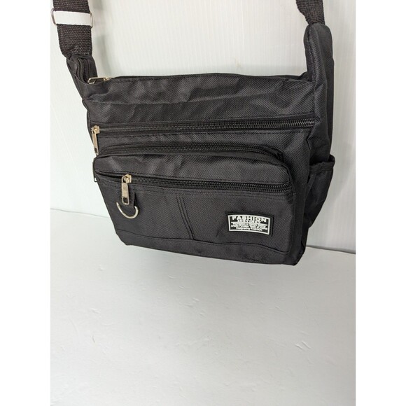 Unisex Mens Shoulder Bag Crossbody Black Nylon Strap Zip Compartments Light Pack - Picture 12 of 16